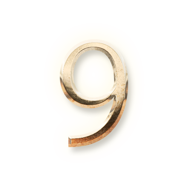 number nine gold digit 9 golden